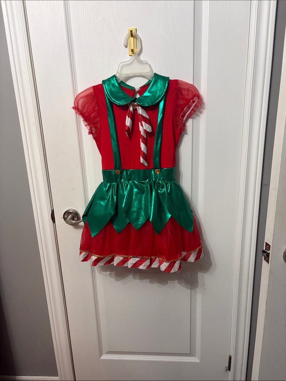 Girls Red and Green Holiday Elf Costume